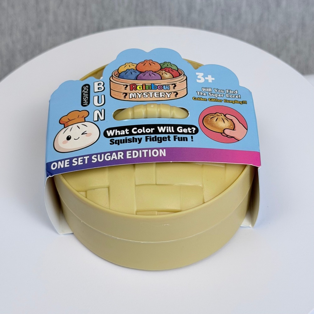 Rainbow Mystery Squishy Bun Sugar Edition Fidget Toy Steamer Basket Blind Box